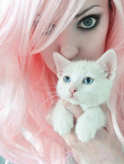 girl with cat profile pictures for facebook whatsapp